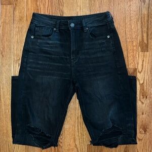 American Eagle Black Comfort Stretch Waistband Distressed Jeans Women’s Size 4